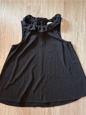Mud Pie - Black Ruffle Neck Sleeveless Blouse - Size S